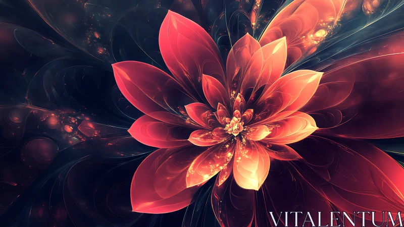 Luminous fractal flower radiates layered petals in dark void