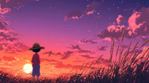 Sunset daydreams in a quiet field of glowing color.