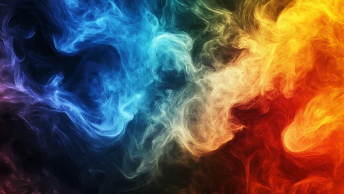 Chromatic energy currents in swirling multicolor vapor field.