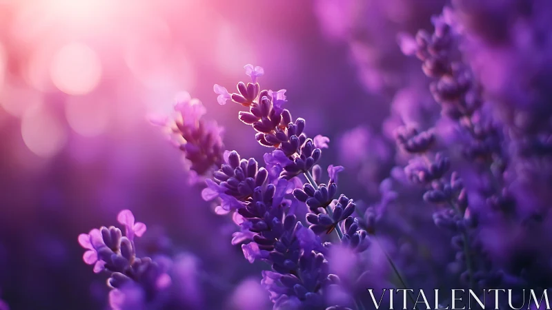 Dreamy Lavender Blooms Glowing in Soft Purple Light