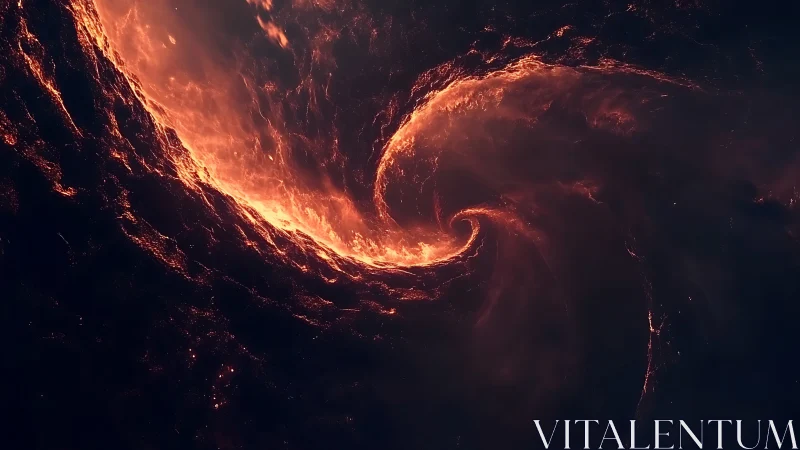 Cosmic ember whirlpool curling through quiet darkness.