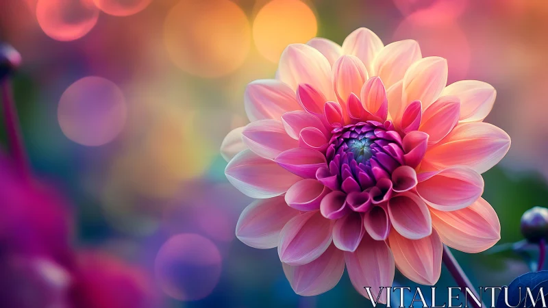 Pink Dahlia Bloom with Bokeh Background.