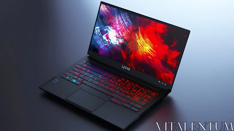 Sleek RGB-backlit gaming laptop displays vivid abstract art