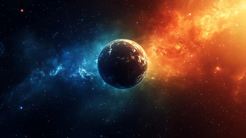 Planet divides cosmic fire and ice within deep space