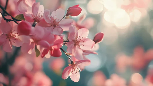 Spring Cherry Blossoms with Bokeh Background.