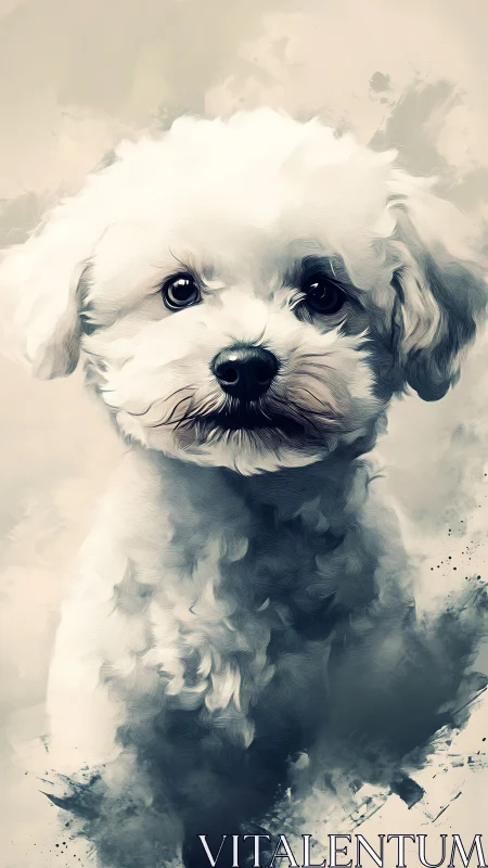 Cloud-soft puppy portrait wrapped in dreamy painterly light.