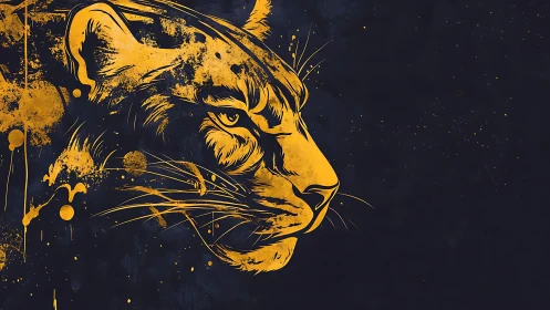 Midnight tiger blaze in golden ink across deep shadowed void.