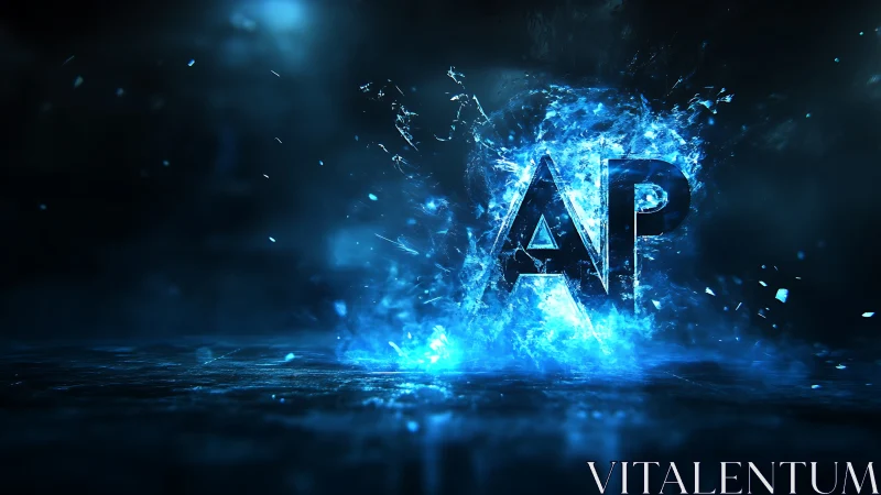 Electric blue AP logo bursts from glowing digital splash.