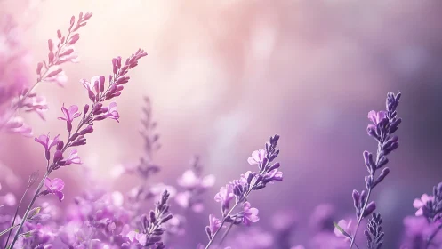 Lavender Field in Soft Purple Light
