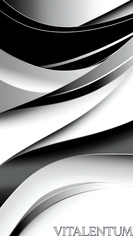 Monochrome metallic wave bands sweep across minimal space.