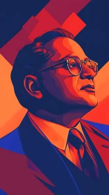 Warm portrait of a hopeful thinker in bold, glowing color.