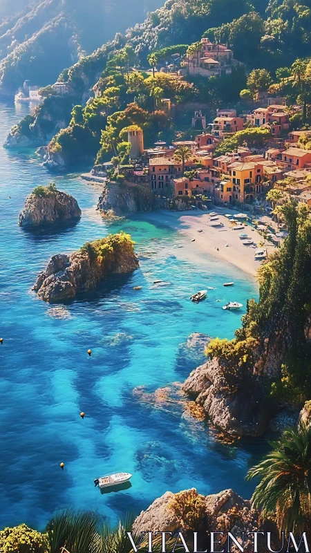 Coastal Mediterranean Village in Rocky Terrain