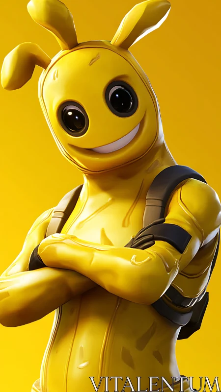 Sun-bright cartoon hero smiles boldly in glossy yellow armor.