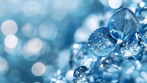 Macro crystalline blue flower with shallow bokeh background