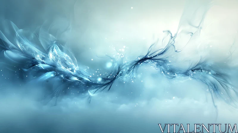 Ethereal Blue Abstract Wave in Dreamy Digital Art Style.
