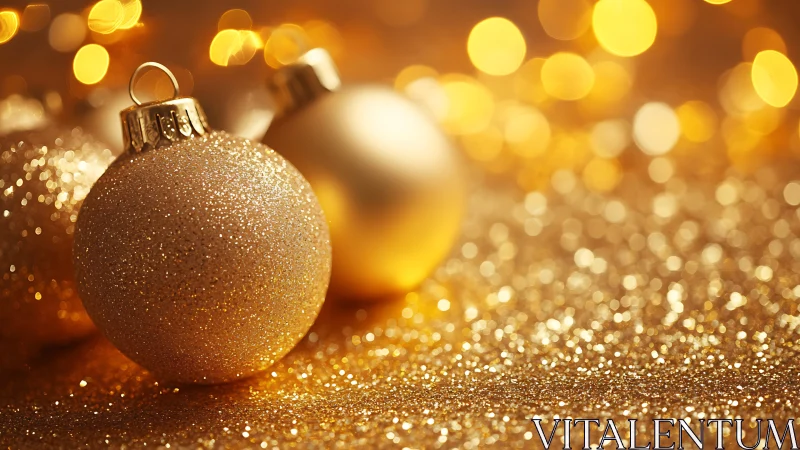 Glowing golden ornaments bringing cozy holiday sparkle.