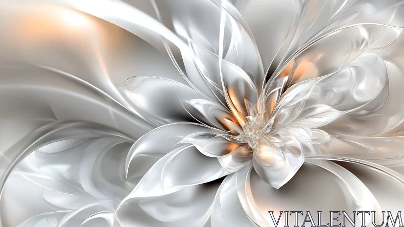 Abstract metallic flower structure forms layered reflective petals