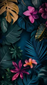 Tropical Botanical Composition Dark Moody Flowers