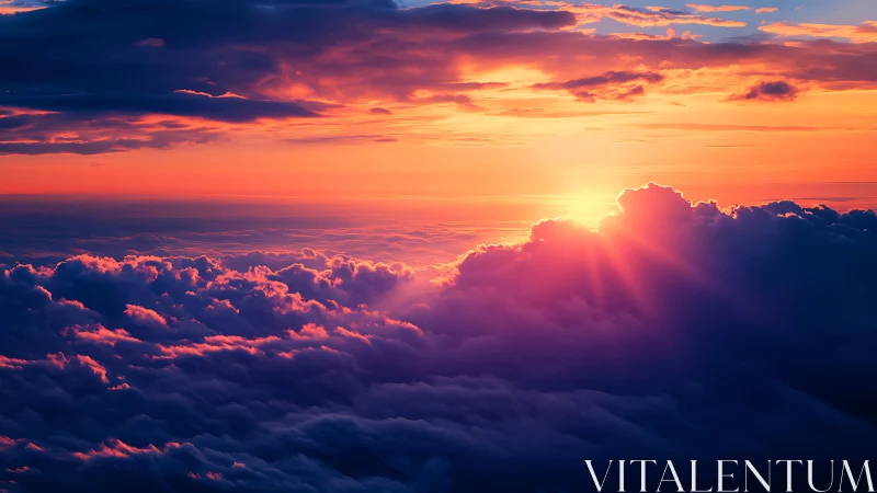 Sunrise ignites violet clouds in a sky of molten gold.