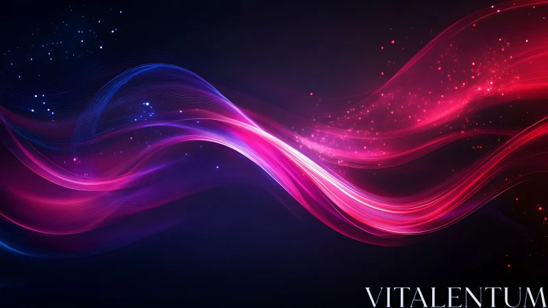 Curved luminous waveforms intersect across a dark gradient field