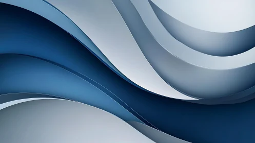 Flowing Blue and Gray Abstract Wave Layers in Modern Style.