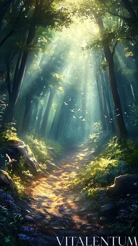 Luminous Forest Cathedral: Where Sunlight Conducts Nature's Symphony.