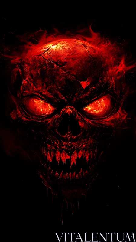 Incandescent demonic skull rendered as infernal light field.