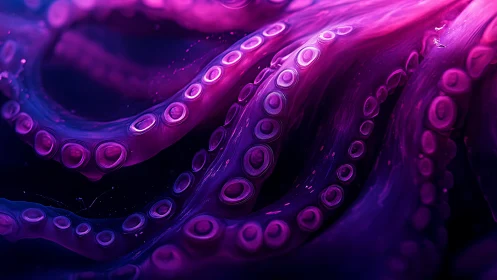 Neon abyss tentacles curling through ultraviolet twilight.