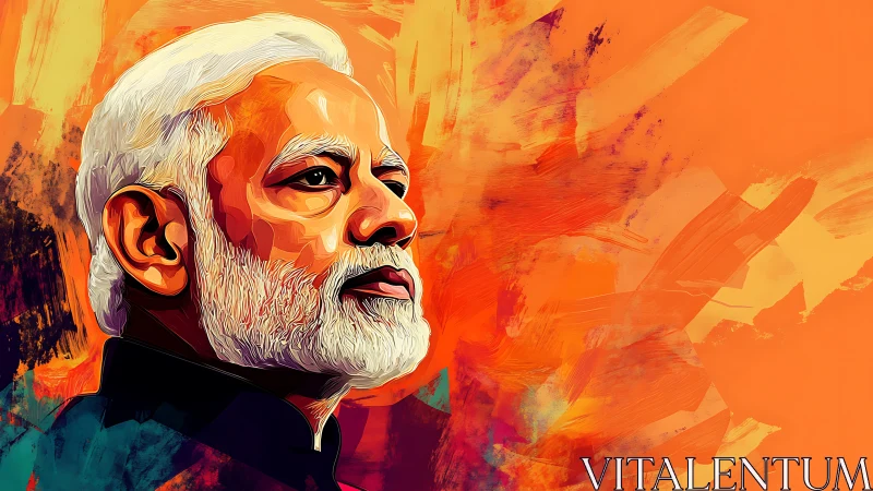 Profiled resolve swims through a storm of molten saffron light