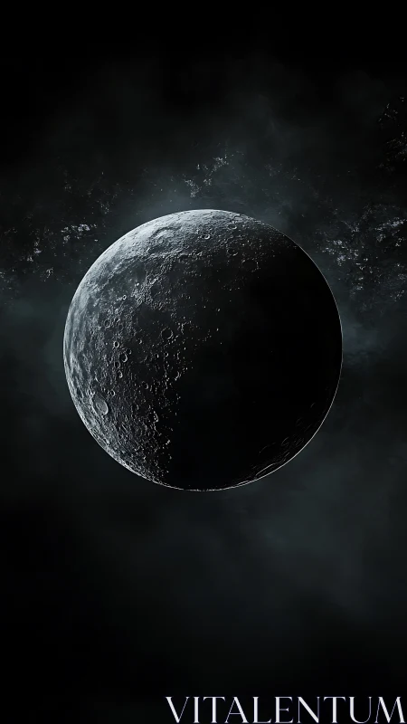 Quiet half-lit moon drifting through a velvet night sky.