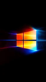 Luminous window grid glows with neon spectral light