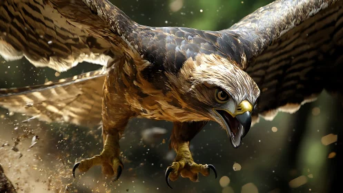 Majestic Eagle in Mid-Flight Realistic Digital Art Illustration.