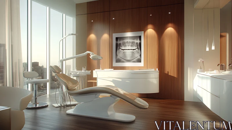 Sunlit dental studio with calming city views and warmth.