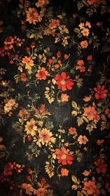 Vintage floral tapestry glows against a dark, timeworn ground