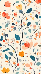 Botanical Motif with Layered Florals and Organic Branching.