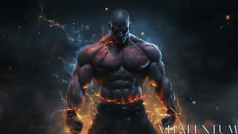 Storm-forged titan stands wrapped in molten thunderlight