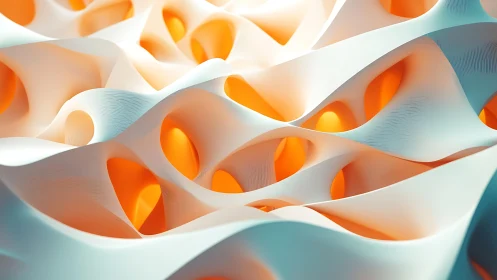 Abstract flowing waves with orange glow in modern digital style.
