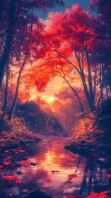 Twilight River Canopy: Luminous Forest Pathway.