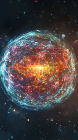 Stellar energy sphere with fractal plasma filaments in deep space