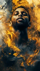 Soul on Fire portrait glowing with swirling golden energy.