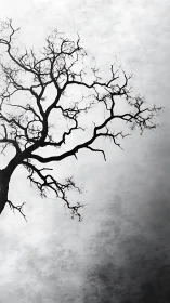 High-contrast dendritic tree silhouette in overcast gradient sky.