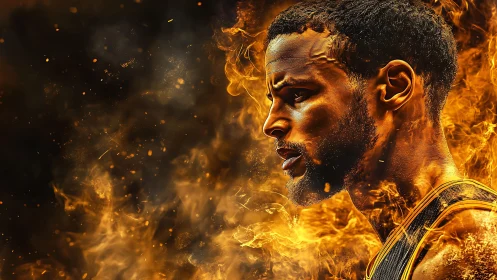 Flaming focus forges a blazing portrait of fierce resolve