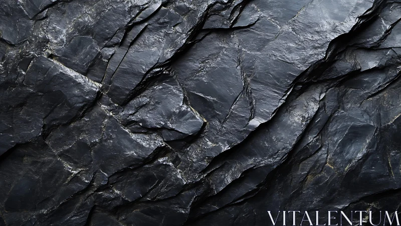 Dark Slate Rock Surface with Natural Cracks, Abstract Texture.