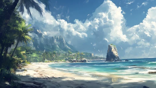 Tropical Beach Paradise With Dramatic Cliffs and Azure Waters