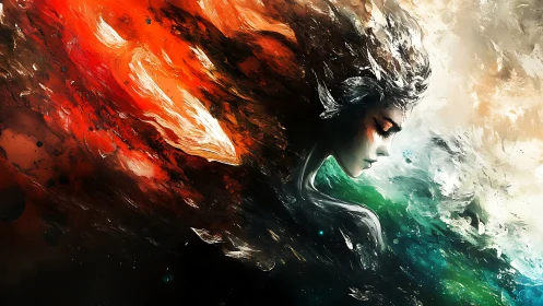 Elemental spirit merges fire, storm, and ocean currents