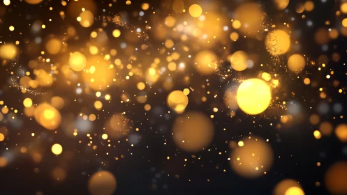 Golden sparkles drifting through a cozy night glow.