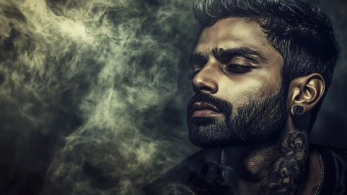 Brooding portrait captures a quiet moment in swirling smoke