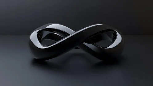 Sleek black infinity loop sculpture in minimalist modern style.