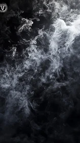 Volumetric smoke plumes curl through deep negative space