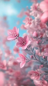 Delicate Pink Blossoms Against Clear Blue Sky